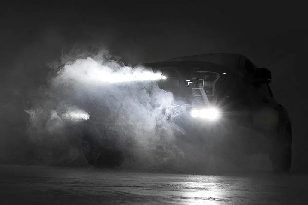 LED Light Kit | Grille Mount | 30" Black Single Row | White DRL | Ford Raptor (17-20) by Rough Country