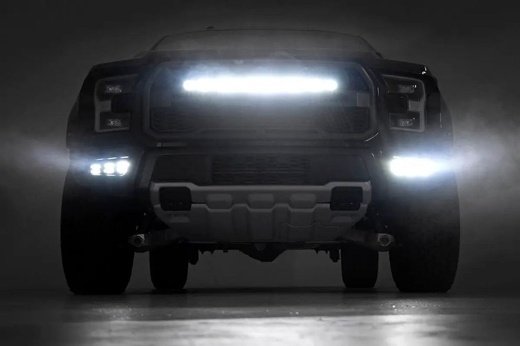 LED Light Kit | Fog Mount | Triple 2" Black Pair | White DRL | Ford Raptor (17-20) by Rough Country