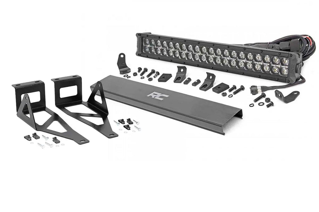 LED Light Kit | Bumper Mount | 20" Black Dual Row | White DRL | Ford F-250/F-350 Super Duty (05-07) by Rough Country