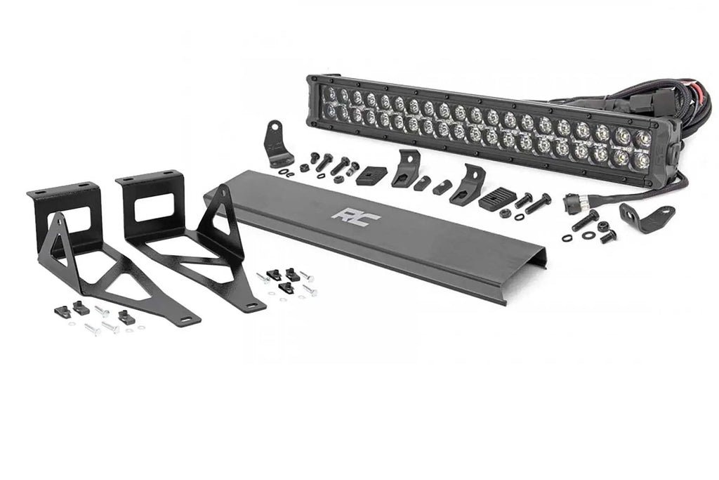 LED Light Kit | Bumper Mount | 20" Black Dual Row | White DRL | Ford F-250/F-350 Super Duty (05-07) by Rough Country