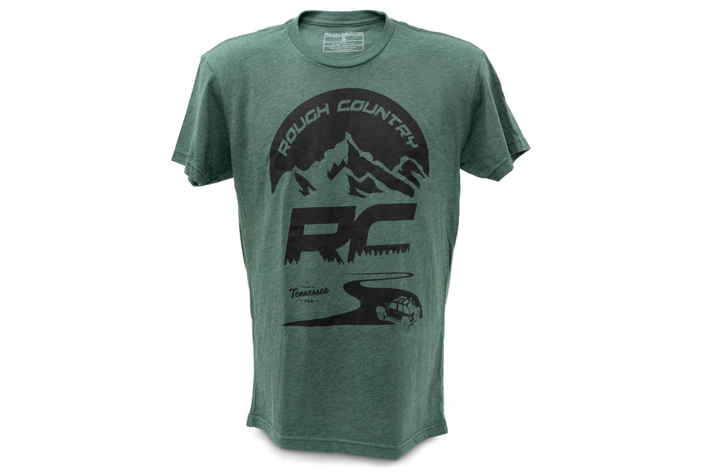 Rough Country T-Shirt | RC Mountains | Forest Green | MD by Rough Country