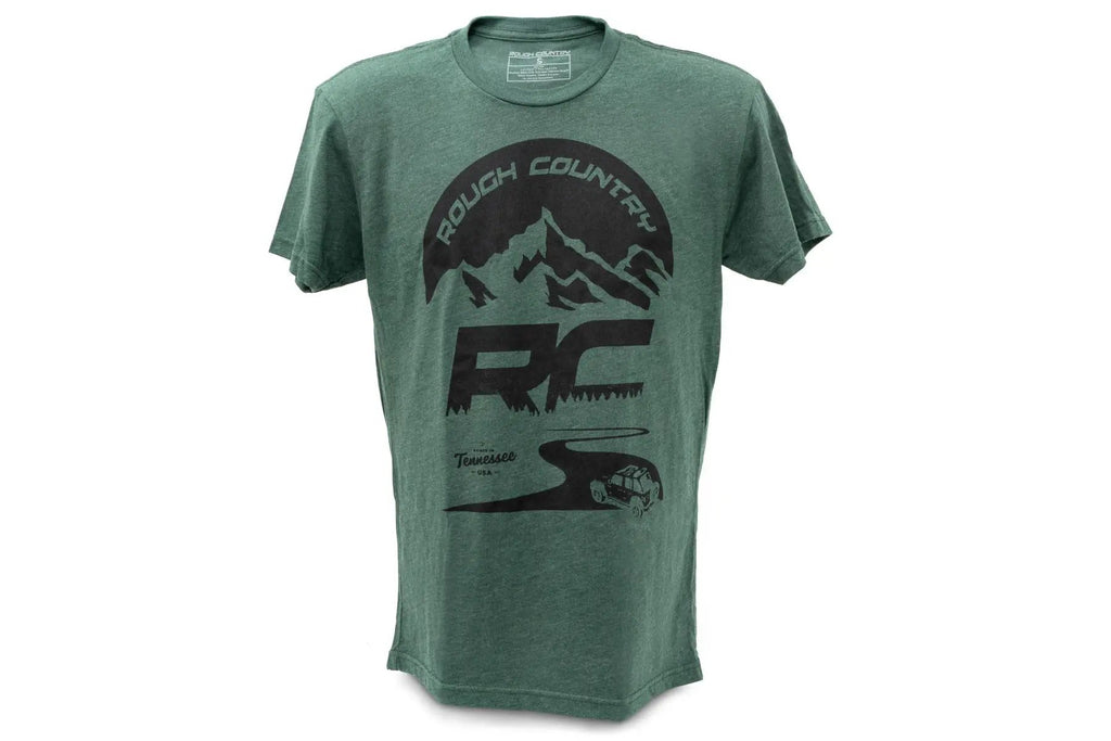 Rough Country T-Shirt | RC Mountains | Forest Green | 2XL by Rough Country