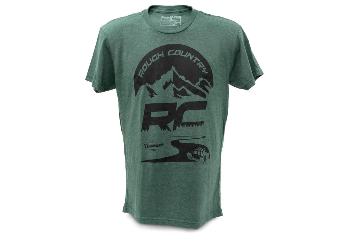 Rough Country T-Shirt | RC Mountains | Forest Green | 2XL by Rough Country