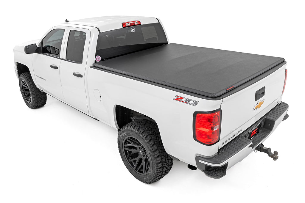 Soft Tri-Fold Bed Cover | 6'7" Bed | Chevy/GMC 1500/2500HD/3500HD (14-19 & Classic) by Rough Country