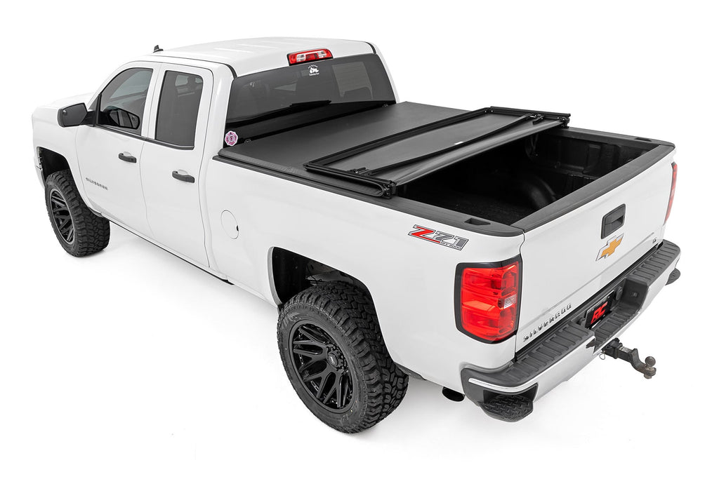 Soft Tri-Fold Bed Cover | 6'7" Bed | Chevy/GMC 1500/2500HD/3500HD (14-19 & Classic) by Rough Country