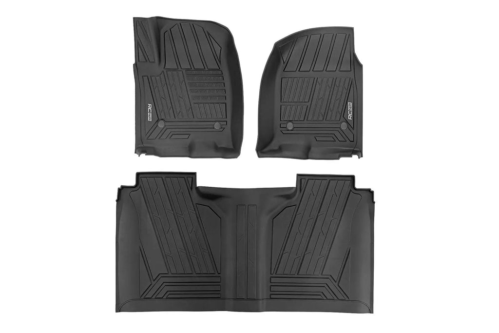 Flex-Fit Floor Mats | FR & RR | FR Bucket | Crew | Chevy/GMC 1500/2500HD/3500HD (19-26) by Rough Country