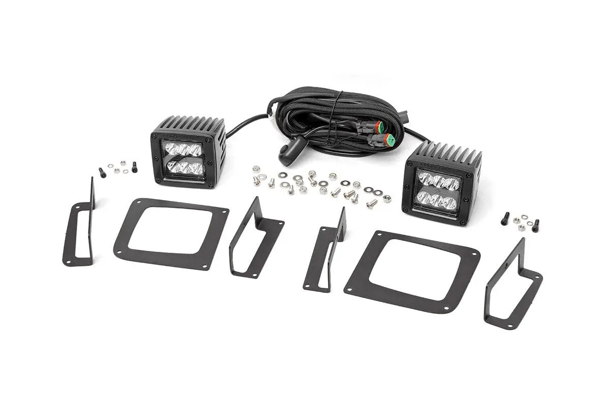 LED Light Kit | Fog Mount | 2" Black Pair | GMC Sierra 1500 2WD/4WD (14-15) by Rough Country