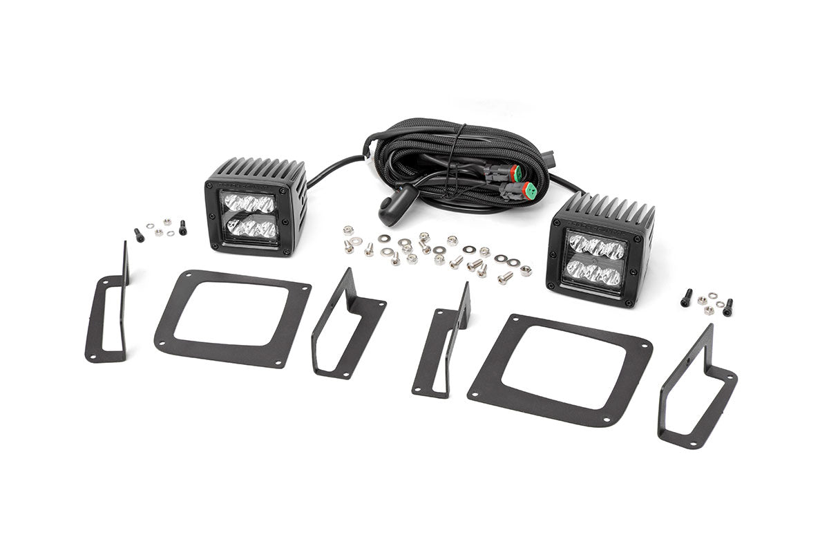 LED Light Kit | Fog Mount | 2" Black Pair | GMC Sierra 1500 2WD/4WD (14-15) by Rough Country