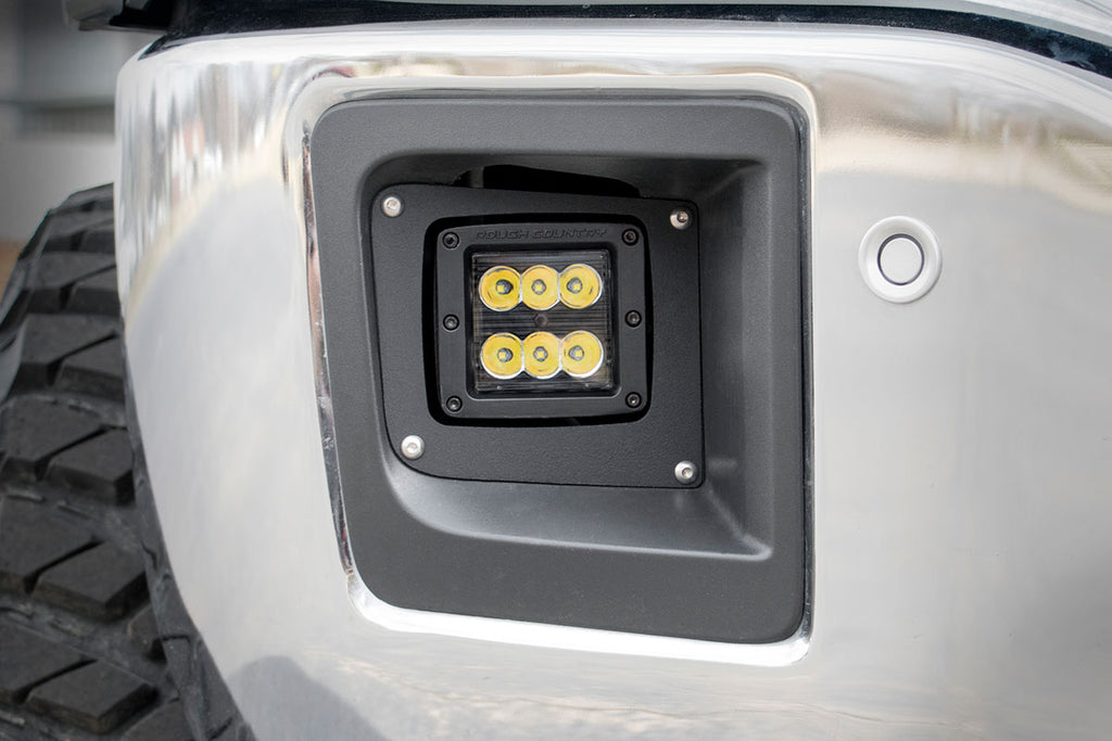 LED Light Kit | Fog Mount | 2" Black Pair | GMC Sierra 1500 2WD/4WD (14-15) by Rough Country
