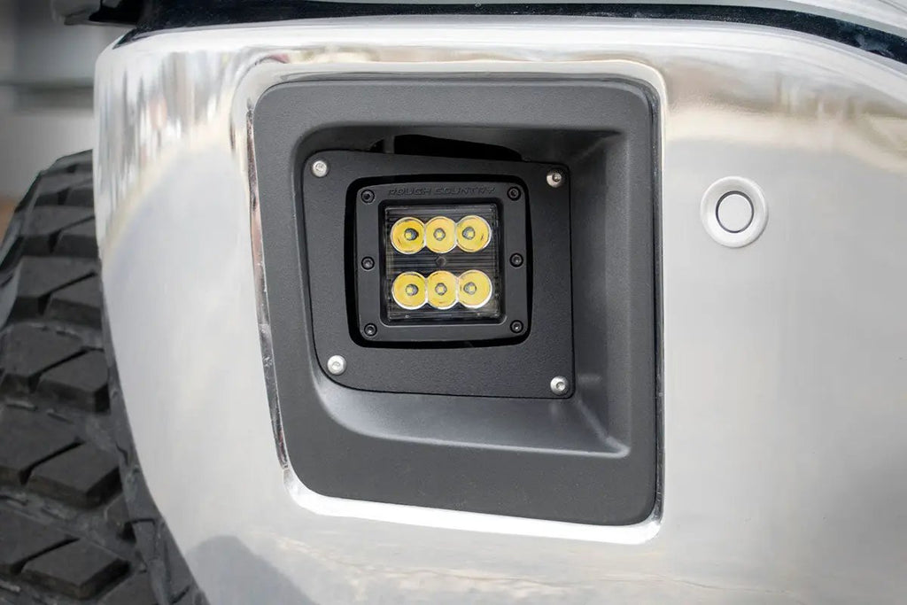 LED Light Kit | Fog Mount | 2" Black Pair | GMC Sierra 1500 2WD/4WD (14-15) by Rough Country