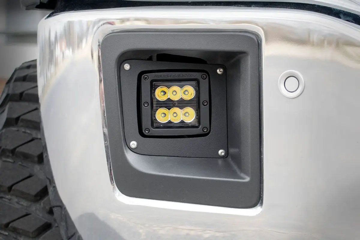 LED Light Kit | Fog Mount | 2" Black Pair | GMC Sierra 1500 2WD/4WD (14-15) by Rough Country