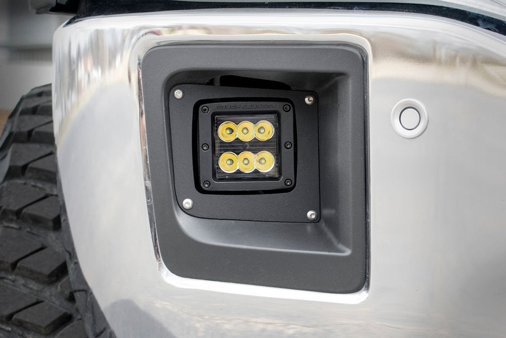 LED Light Kit | Fog Mount | 2" Black Pair | GMC Sierra 1500 2WD/4WD (14-15) by Rough Country