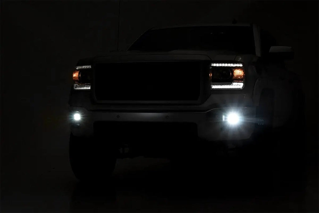 LED Light Kit | Fog Mount | 2" Black Pair | GMC Sierra 1500 2WD/4WD (14-15) by Rough Country