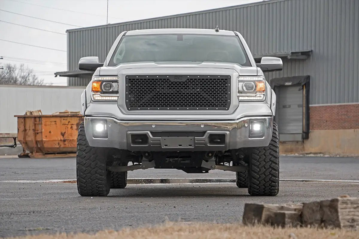 LED Light Kit | Fog Mount | 2" Black Pair | GMC Sierra 1500 2WD/4WD (14-15) by Rough Country