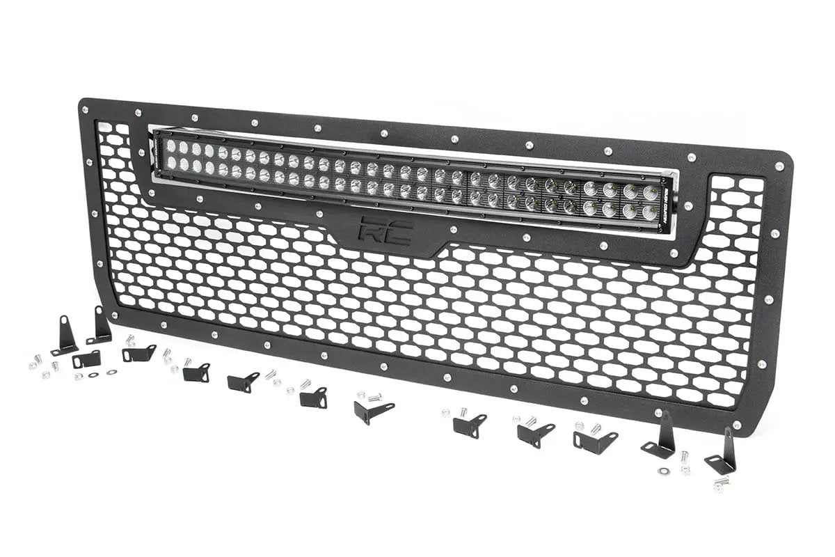 Mesh Grille | 30" Dual Row LED | Black | GMC Sierra 1500 2WD/4WD (2014-2015) by Rough Country
