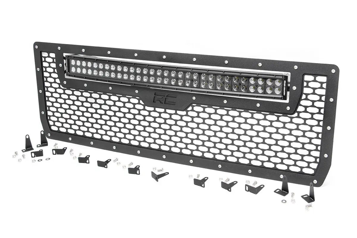 Mesh Grille | 30" Dual Row LED | Black | GMC Sierra 1500 2WD/4WD (2014-2015) by Rough Country