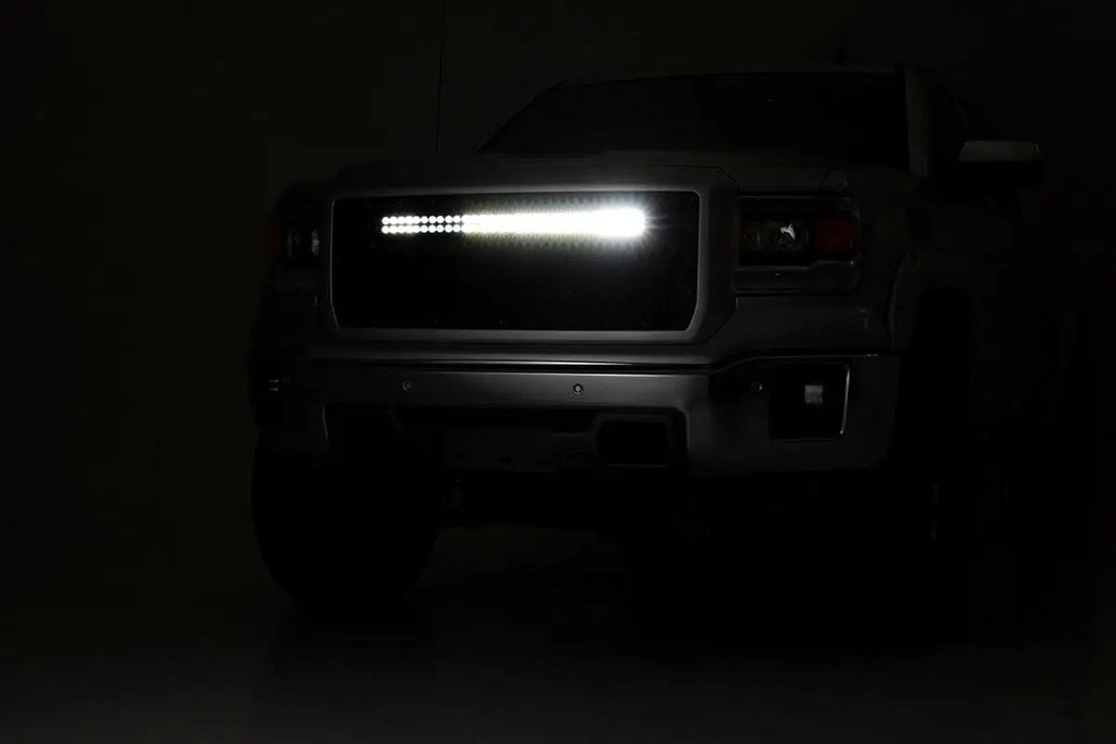 Mesh Grille | 30" Dual Row LED | Black | Amber DRL | GMC Sierra 1500 (14-15) by Rough Country