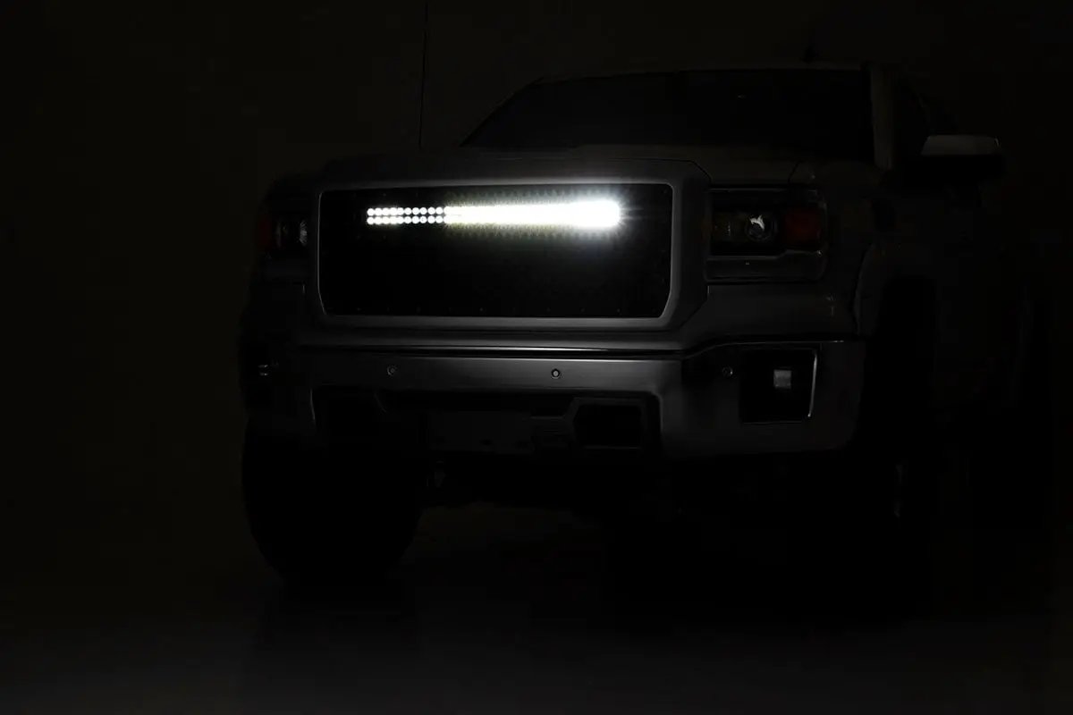 Mesh Grille | 30" Dual Row LED | Black | Amber DRL | GMC Sierra 1500 (14-15) by Rough Country