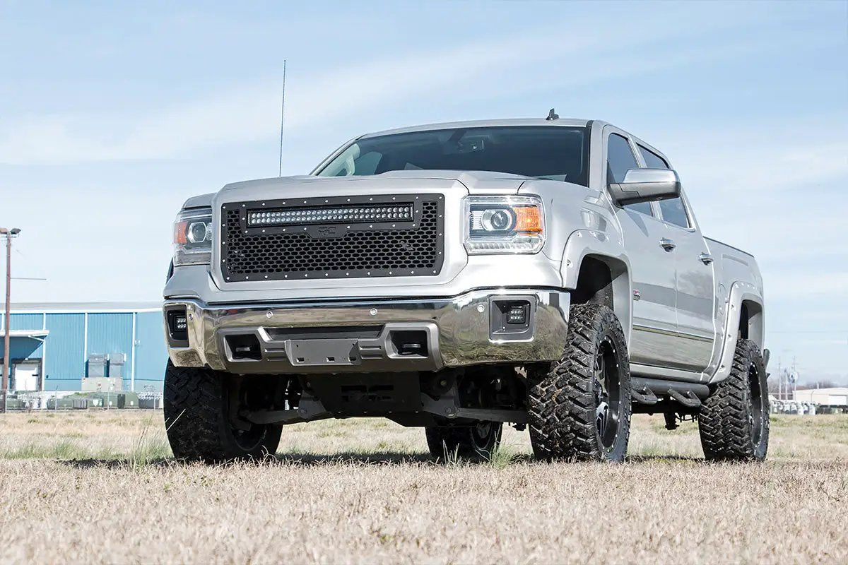 Mesh Grille | 30" Dual Row LED | Black | GMC Sierra 1500 2WD/4WD (2014-2015) by Rough Country