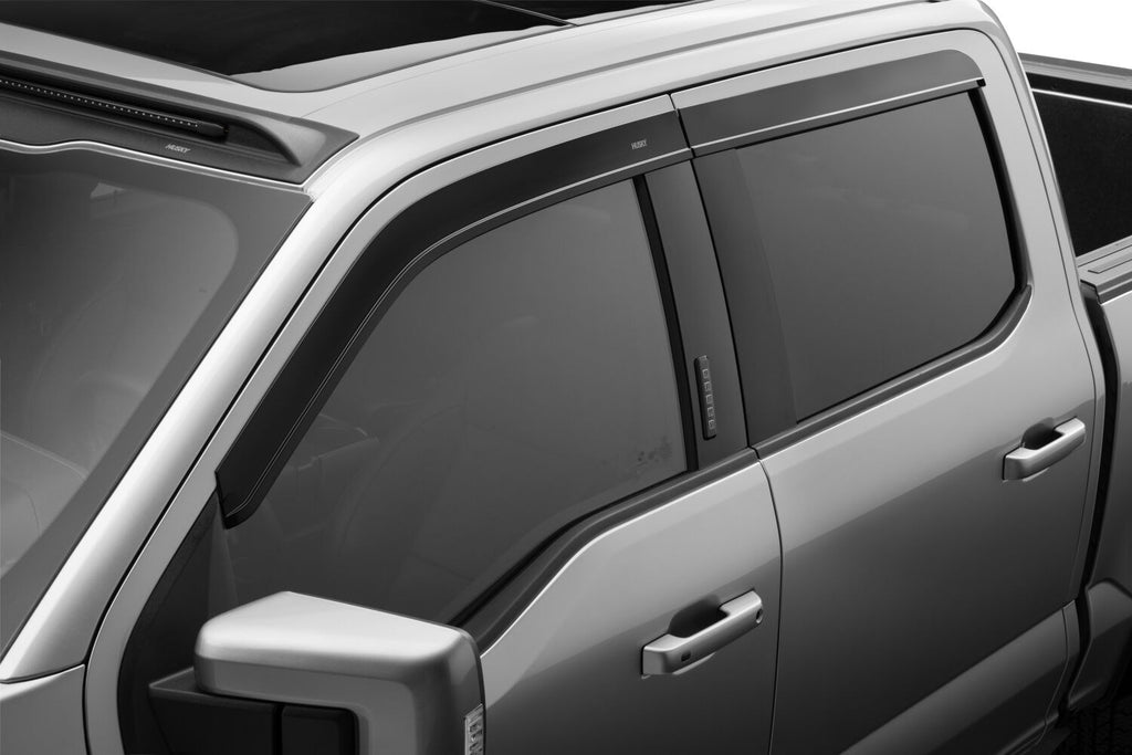Husky Liners 2854044 Low Profile Dark Smoke Ventvisor Side Window Deflector 4-Piece Set For 2015-2026 Ford F-150 Crew Cab; 2022-2026 Ford F-150 Lightning; 2017-2026 Ford F-250/F-350/F-450 Superduty Crew Cab by Husky Liners