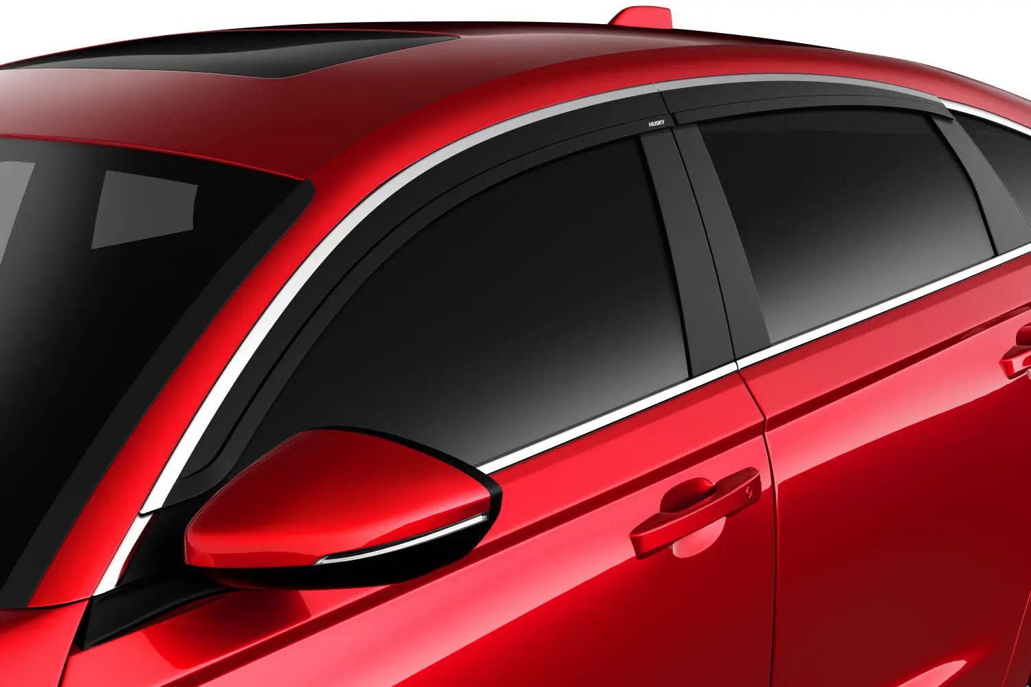 Low Profile Ventvisor Deflector; Smoke with Chrome Trim; Outside Mount; 4 pc. by Husky Liners