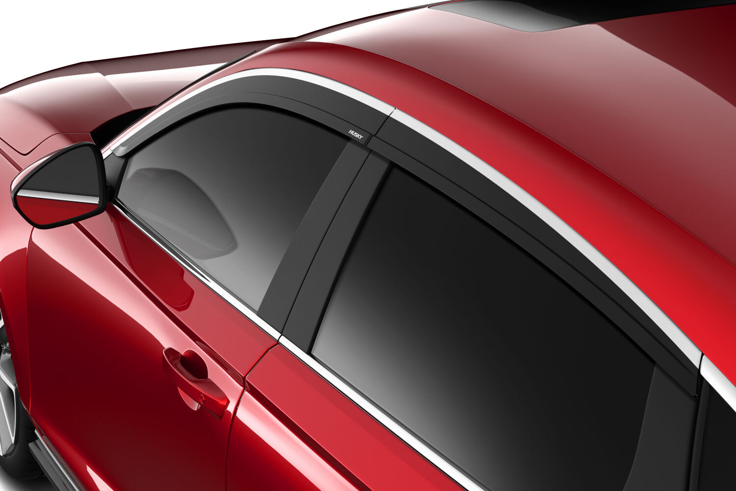 Low Profile Ventvisor Deflector; Smoke with Chrome Trim; Outside Mount; 4 pc. by Husky Liners