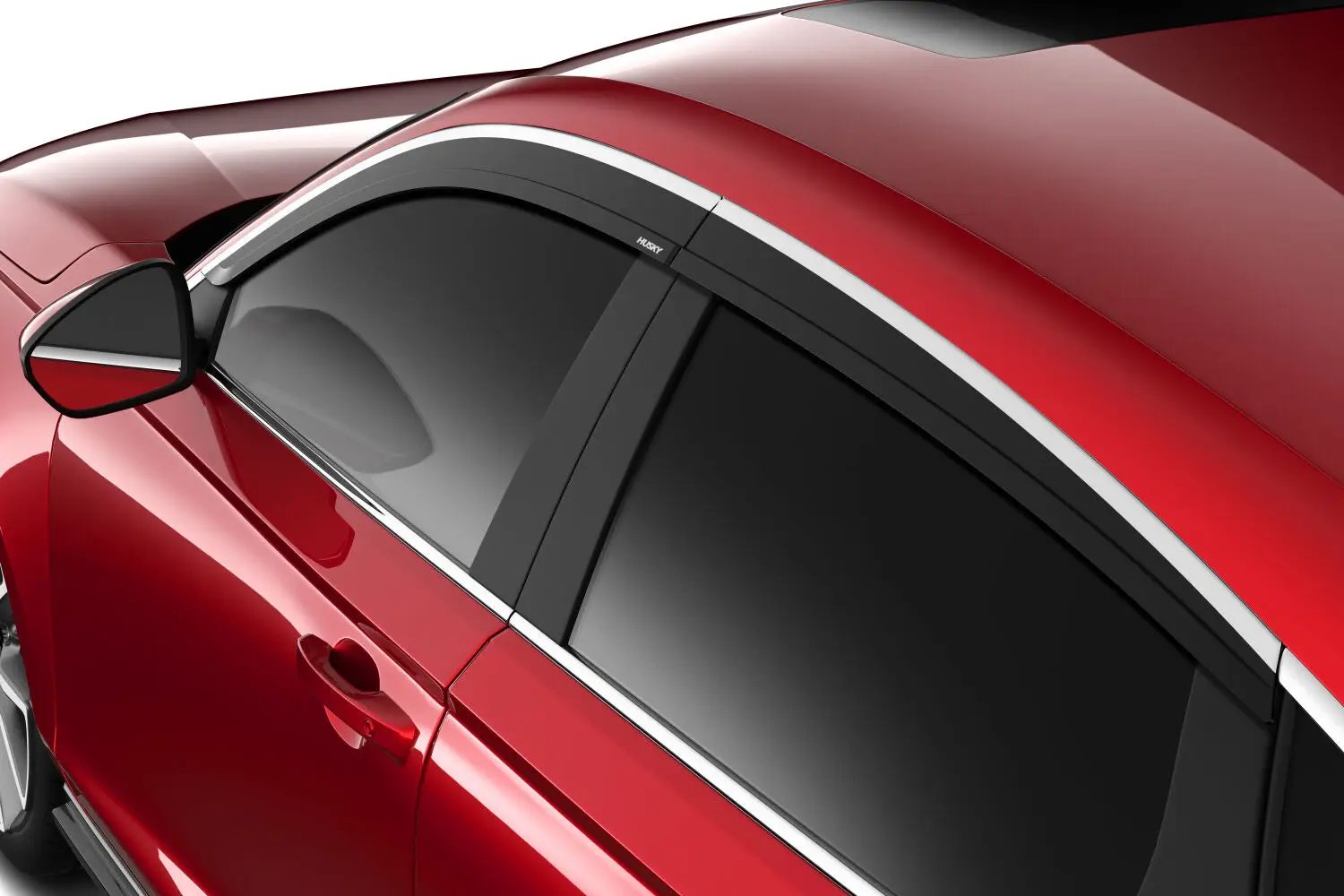 Low Profile Ventvisor Deflector; Smoke with Chrome Trim; Outside Mount; 4 pc. by Husky Liners