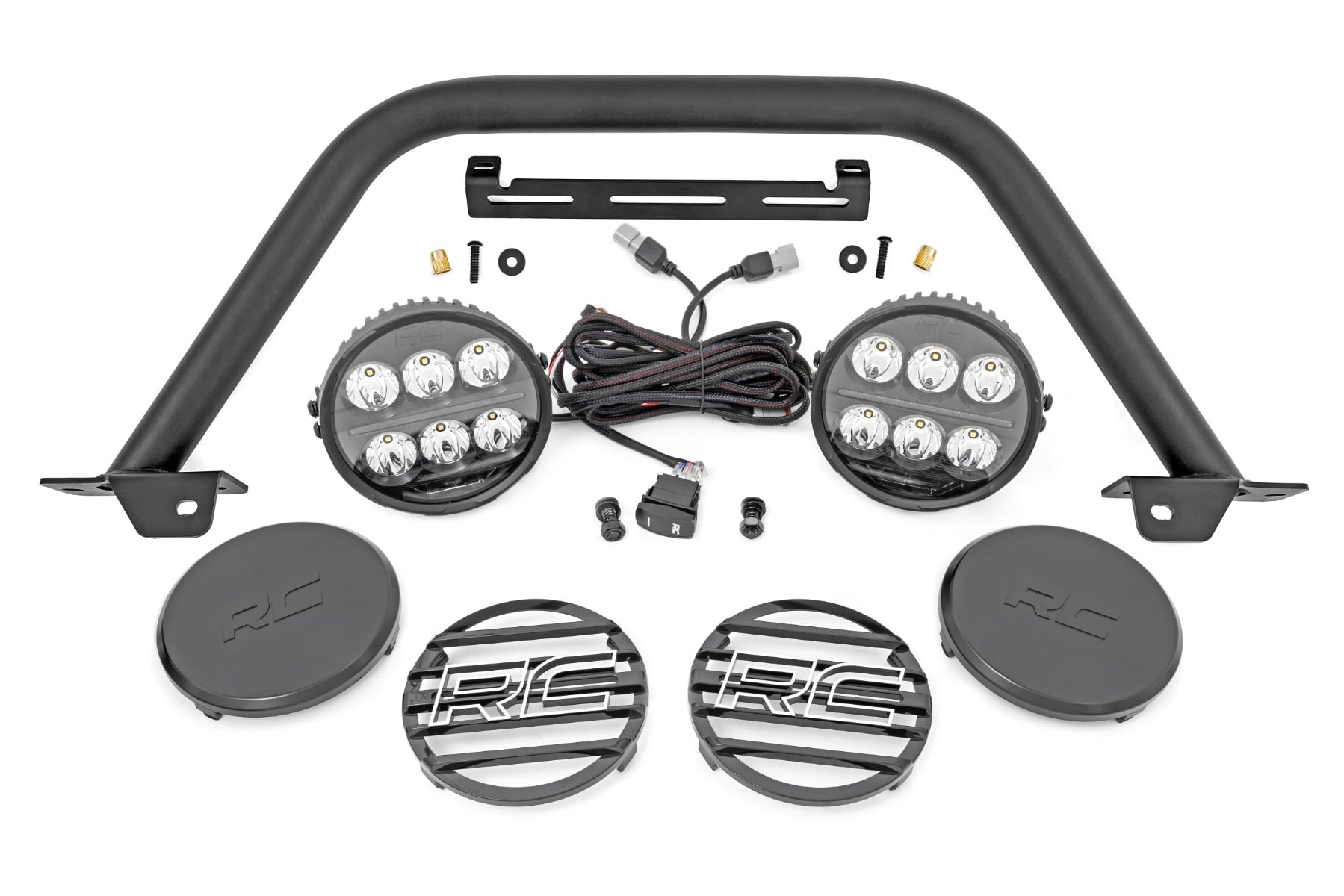Safari Bar | 6.5 Inch Round LED | OE Modular Steel | Ford Bronco 4WD (21-26) by Rough Country