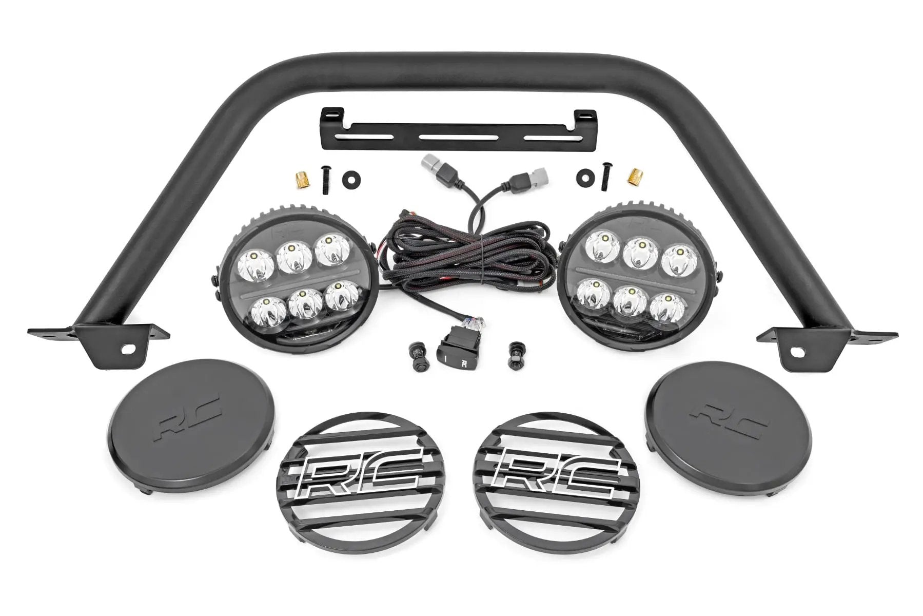 Safari Bar | 6.5 Inch Round LED | OE Modular Steel | Ford Bronco 4WD (21-26) by Rough Country