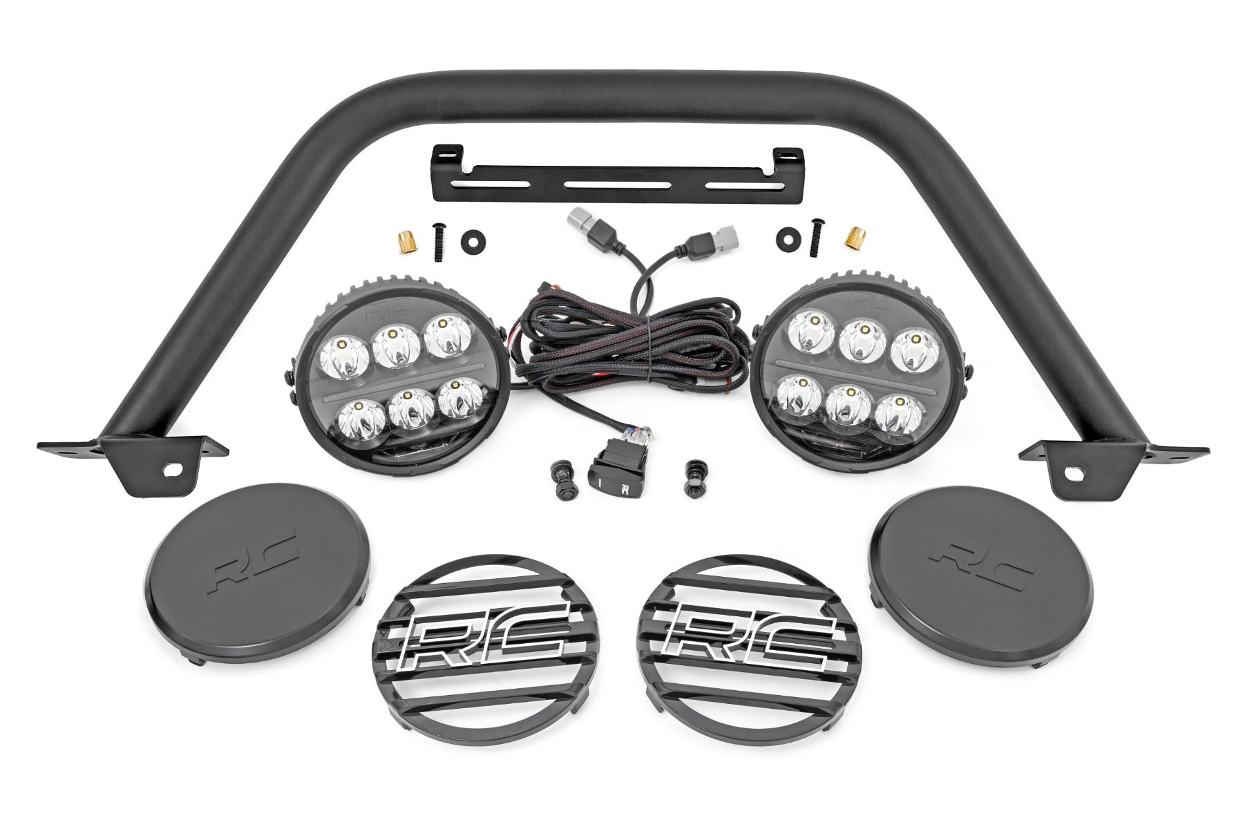 Safari Bar | 6.5 Inch Round LED | OE Modular Steel | Ford Bronco 4WD (21-26) by Rough Country