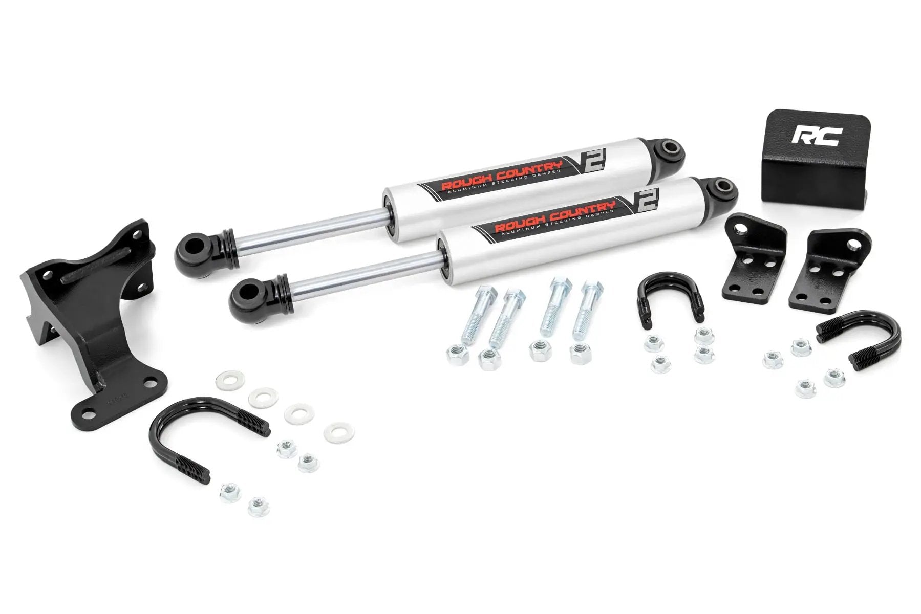 V2 Steering Stabilizer | Dual | 2-8 Inch Lift | Jeep Wrangler JK/Wrangler Unlimited (07-18) by Rough Country