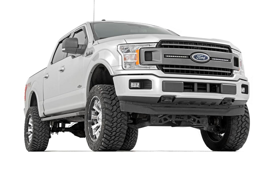 LED Light Kit | Grille Mount | 10" Black Slimline Pair | Ford F-150 (18-20) by Rough Country