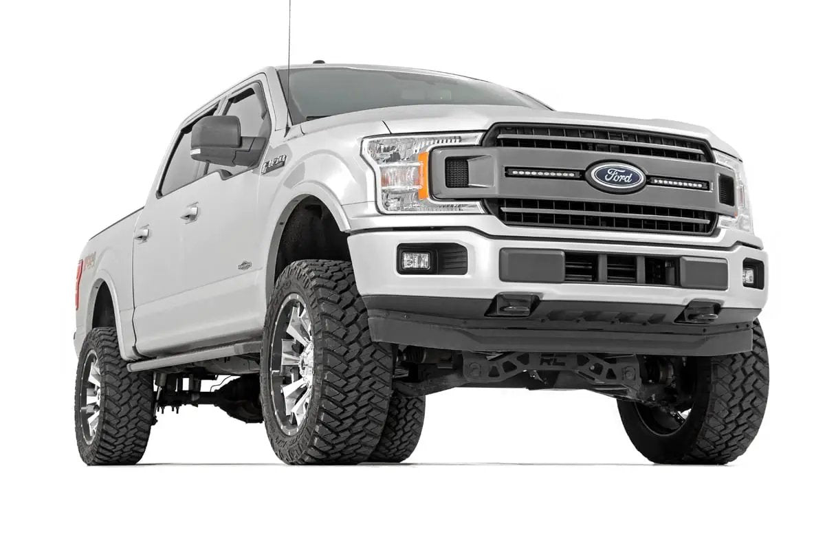 LED Light Kit | Grille Mount | 10" Black Slimline Pair | Ford F-150 (18-20) by Rough Country