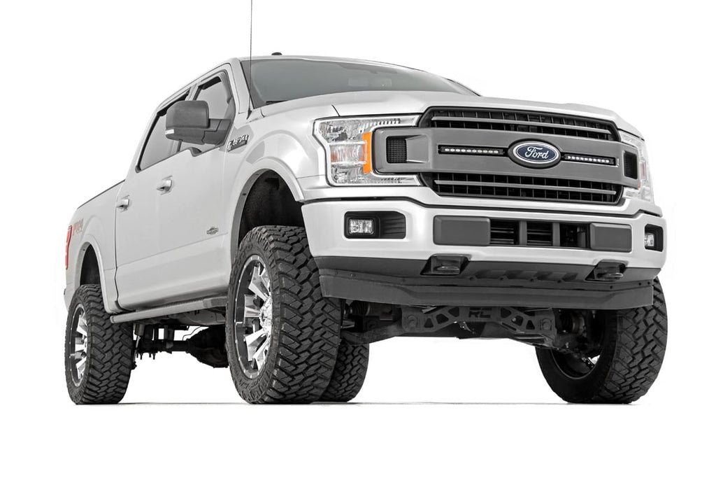 LED Light Kit | Grille Mount | 10" Black Slimline Pair | Ford F-150 (18-20) by Rough Country