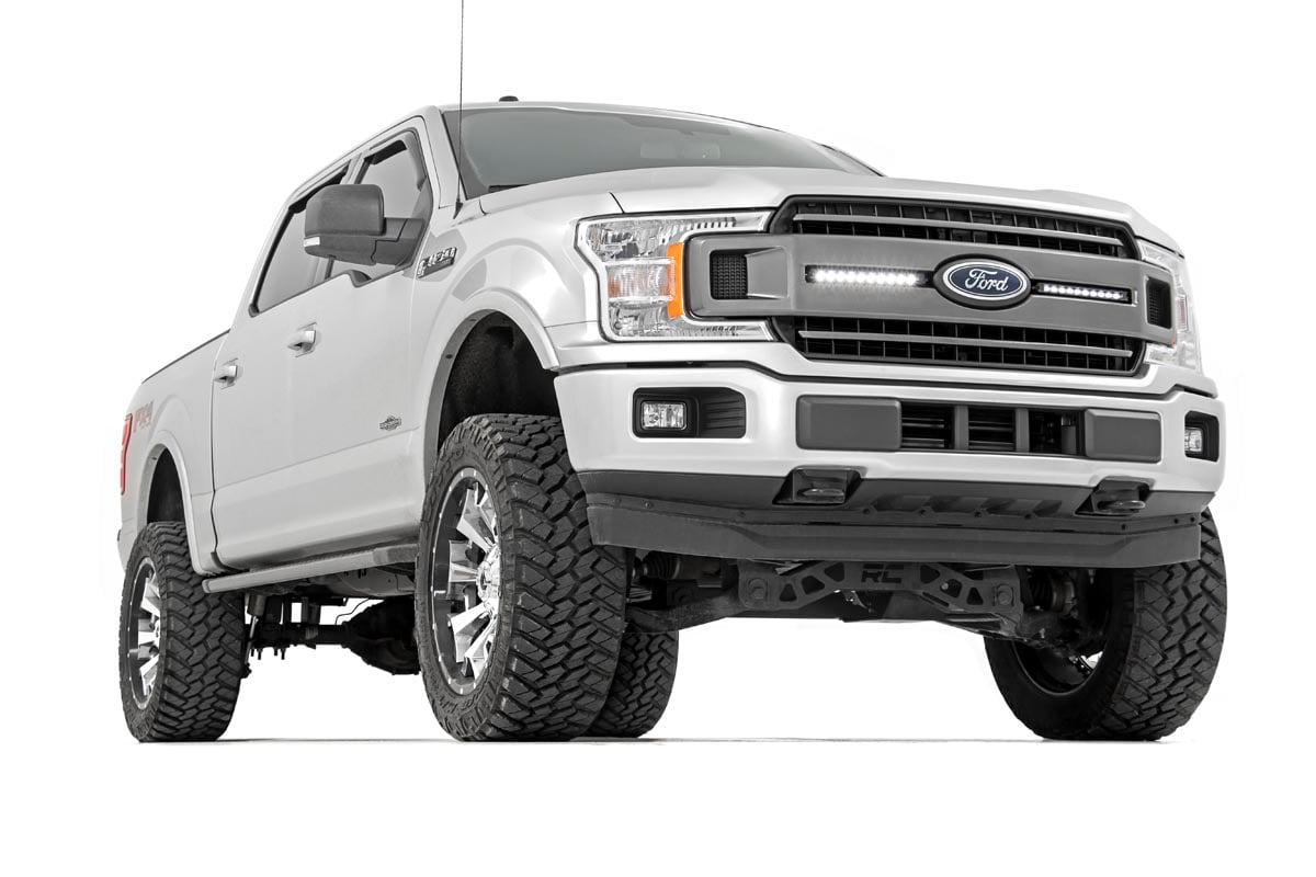 LED Light Kit | Grille Mount | 10" Chrome Slimline Pair | Ford F-150 (18-20) by Rough Country
