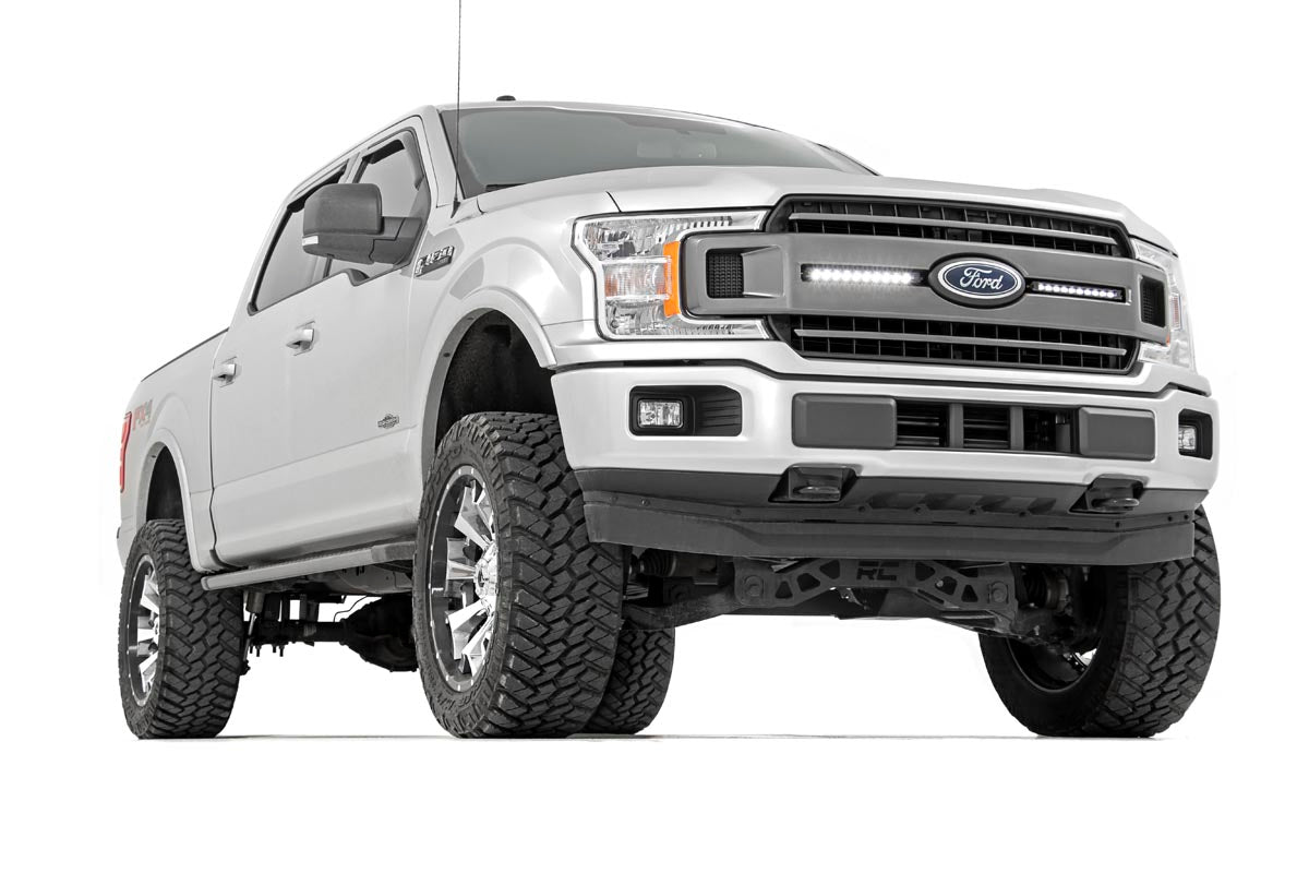 LED Light Kit | Grille Mount | 10" Chrome Slimline Pair | Ford F-150 (18-20) by Rough Country