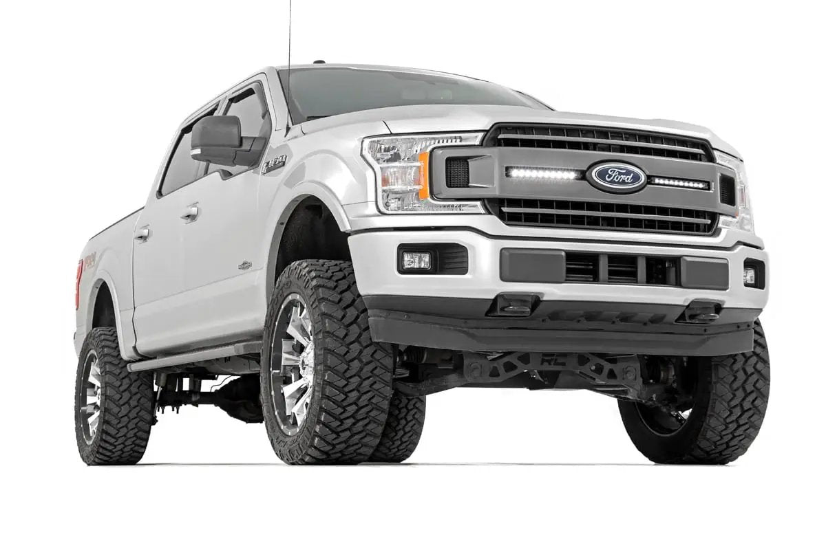 LED Light Kit | Grille Mount | 10" Black Slimline Pair | Ford F-150 (18-20) by Rough Country