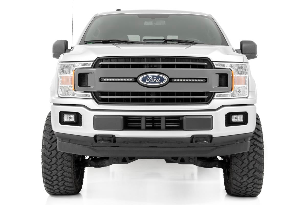 LED Light Kit | Grille Mount | 10" Chrome Slimline Pair | Ford F-150 (18-20) by Rough Country