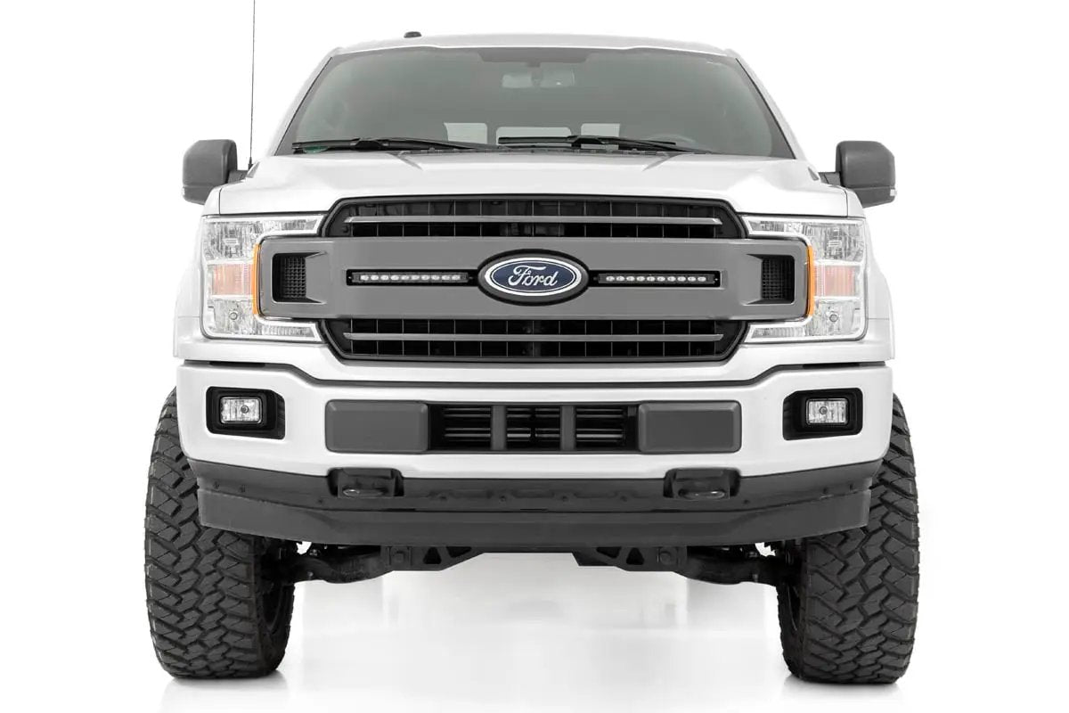 LED Light Kit | Grille Mount | 10" Black Slimline Pair | Ford F-150 (18-20) by Rough Country