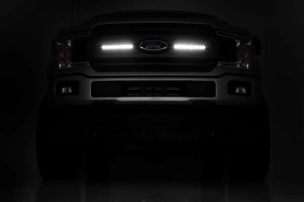 LED Light Kit | Grille Mount | 10" Black Slimline Pair | Ford F-150 (18-20) by Rough Country