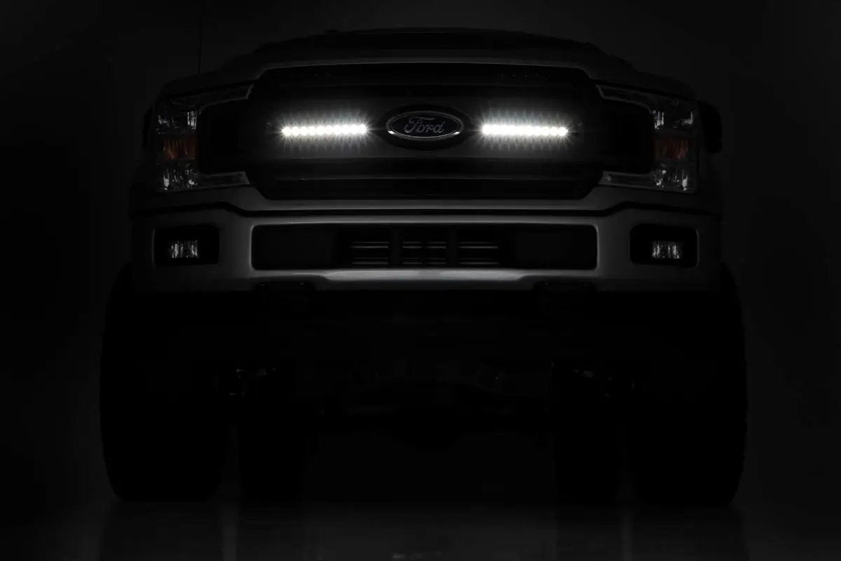 LED Light Kit | Grille Mount | 10" Black Slimline Pair | Ford F-150 (18-20) by Rough Country
