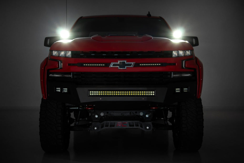 LED Light Kit | Ditch Mount | 2" Black Pair | White DRL | Chevy Silverado 1500 (19-26) by Rough Country