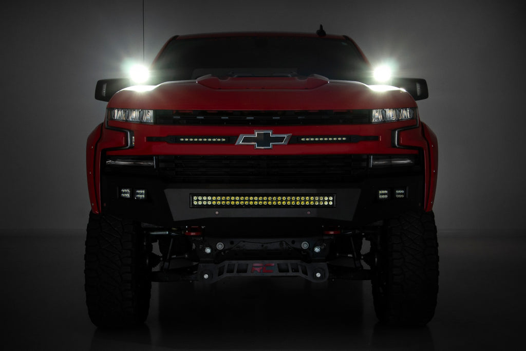 LED Light Kit | Ditch Mount | 2" Black Pair | White DRL | Chevy Silverado 1500 (19-26) by Rough Country