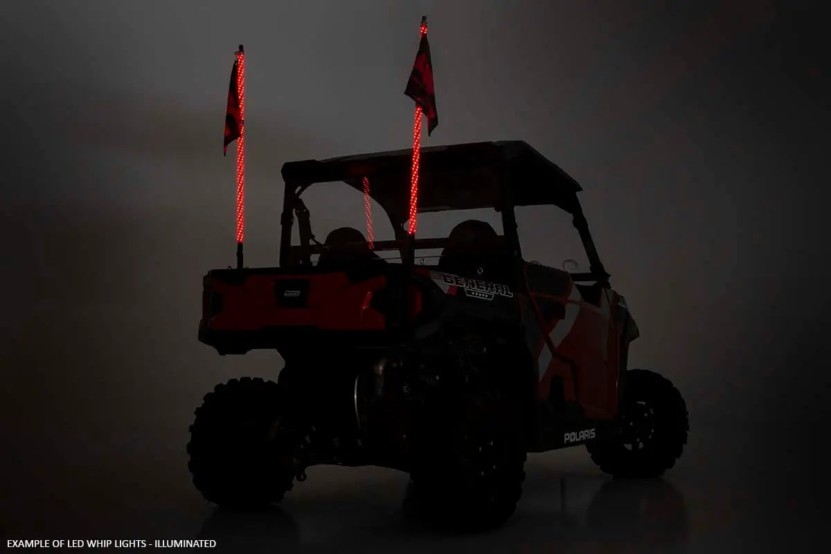 Whip Mount | Cage | 4' Multl-Color LED Whip Pair | Polaris RZR XP 1000 by Rough Country