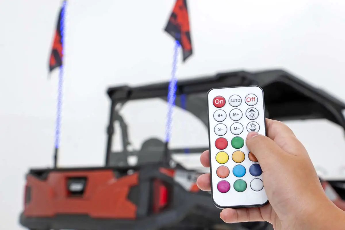 Whip Mount | Bed | 4' Multl-Color LED Whip Pair | Polaris General/Ranger 1000/Ranger XP 900/1000 by Rough Country