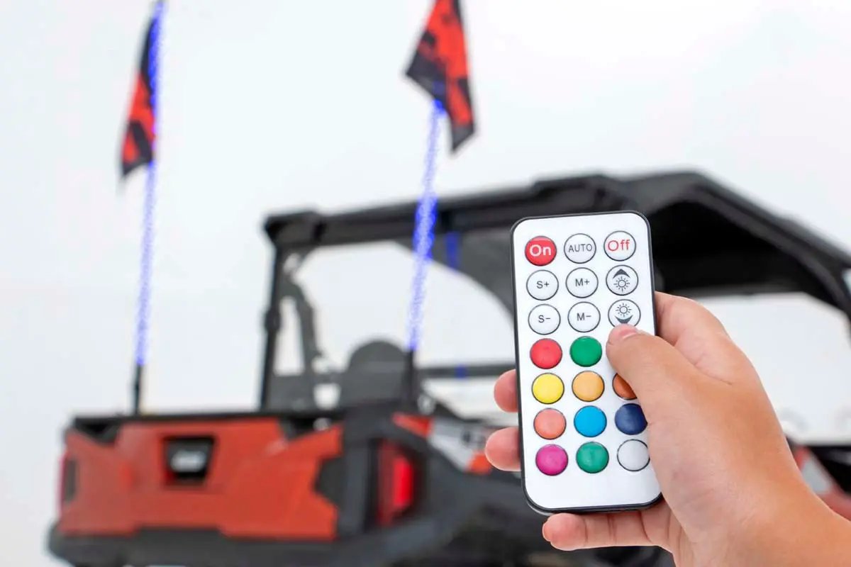 Whip Mount | Bed | 4' Multl-Color LED Whip Pair | Polaris General/Ranger 1000/Ranger XP 900/1000 by Rough Country