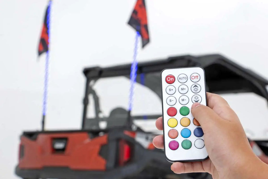 Whip Mount | Bed | 4' Multl-Color LED Whip Pair | Polaris General/Ranger 1000/Ranger XP 900/1000 by Rough Country