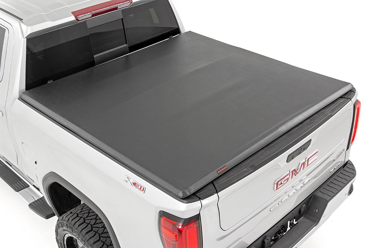 Soft Tri-Fold Bed Cover | 6'7" Bed | Chevy/GMC Sierra 1500 (19-26)/Silverado 1500 (19-26) by Rough Country