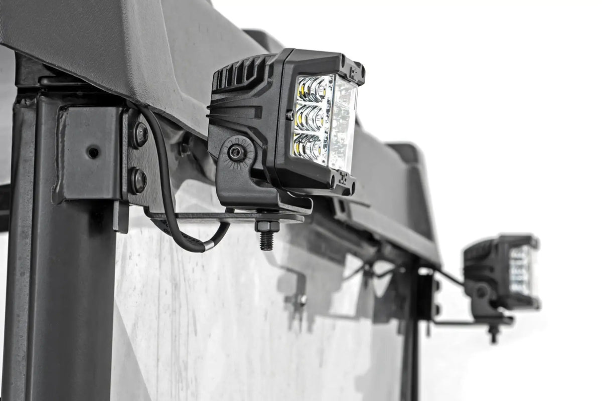 LED Light | RR Cage Mount | 2" Black Flood Pair | Polaris Ranger 1000/Ranger XP 900/1000 by Rough Country