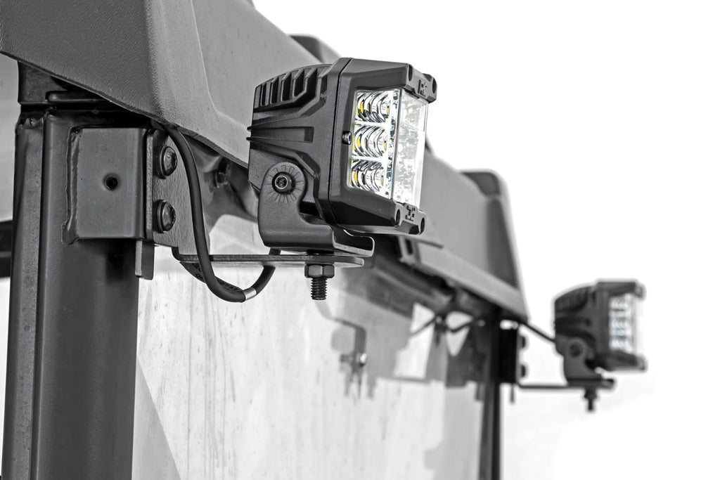 LED Light | RR Cage Mount | 2" Black Flood Pair | Polaris Ranger 1000/Ranger XP 900/1000 by Rough Country
